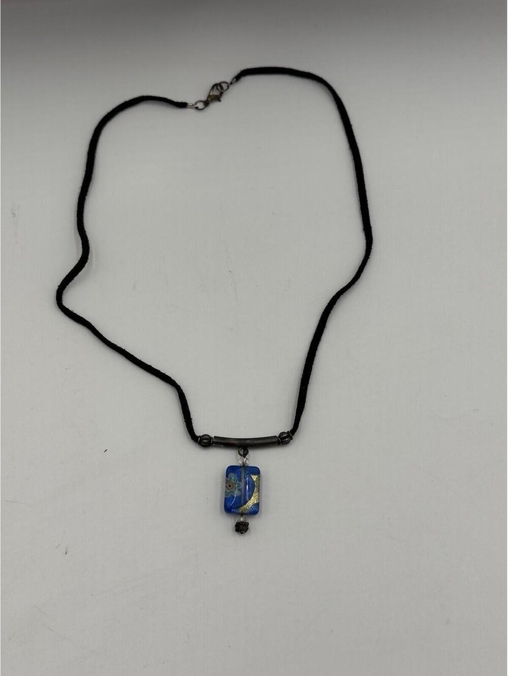 Y2K Blue Murano Style Glass Choker Necklace
